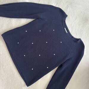 Chic & Cozy Navy Polka Dot Sweater